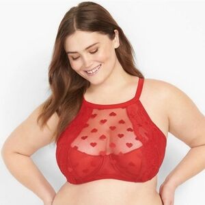 NWOT cacique 44H Valentines day heart bra